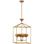 Alberto Medium Open Cage 4-Light Lantern Pendant in Antique Gold Leaf