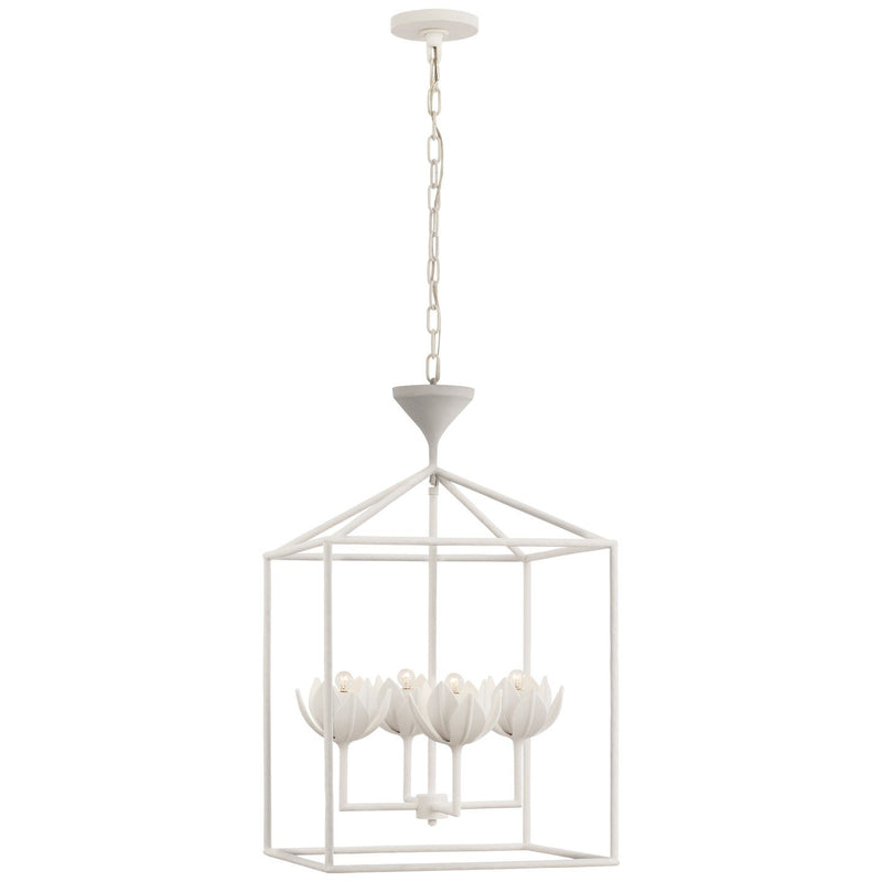 Alberto Medium Open Cage 4-Light Lantern Pendant in Plaster White