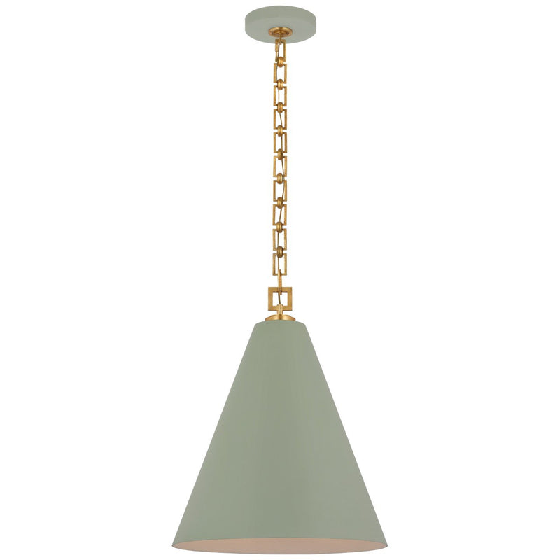 Theo 17" Pendant in Celadon and Gild