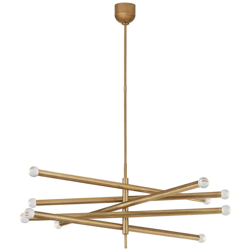 Rousseau Grande 10-Light Articulating Chandelier in Antique-Burnished Brass