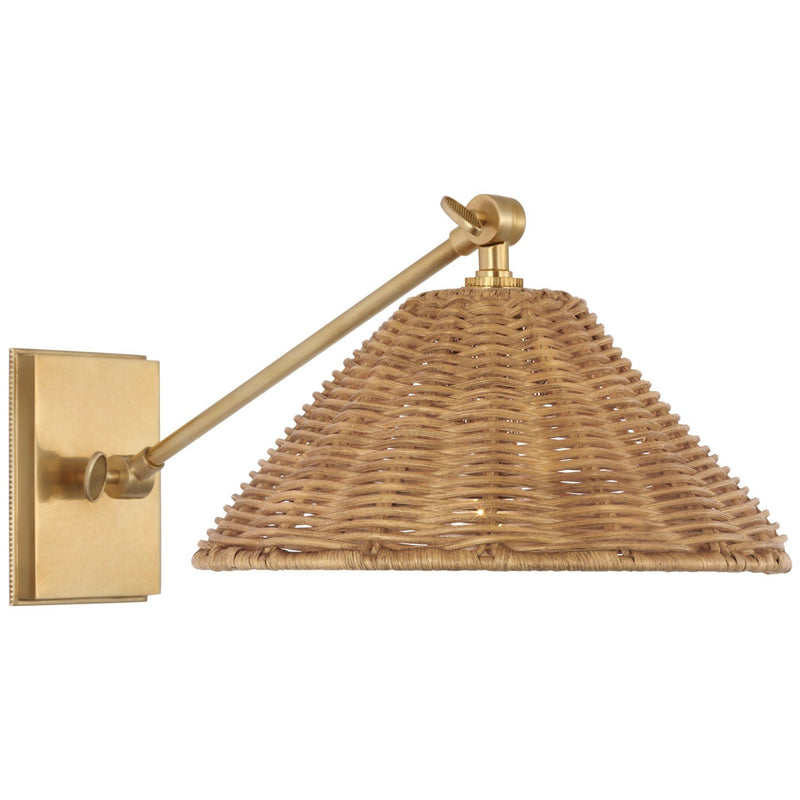Wimberley Single Library Swing Arm Wall Lamp in Soft Brass
