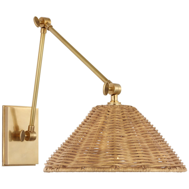 Wimberley Double Library Swing Arm Wall Lamp in Soft Brass