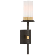 Beza Medium Tail Bath Sconce in Warm Iron and Antique Brass
