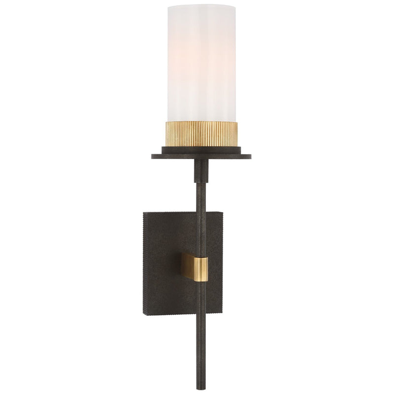 Beza Medium Tail Bath Sconce in Warm Iron and Antique Brass