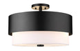 Counterpoint Three Light Semi Flush Mount in Matte Black - Lamps Expo