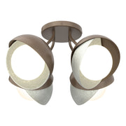 Brooklyn 4-Light Double Shade Semi-Flush in Bronze with Vintage Platinum Accent - 121376-SKT-05-82-GG0711 by Hubbardton Forge
