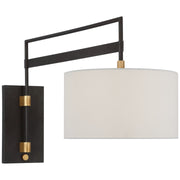 Gael Large Articulating Wall Sconce in Warm Iron and Antique Brass