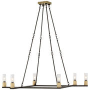 Beza Extra Large 6-Light Chandelier in Warm Iron and Antique Brass