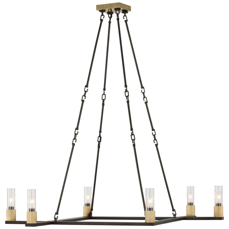 Beza Extra Large 6-Light Chandelier in Warm Iron and Antique Brass