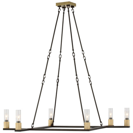 Beza Extra Large 6-Light Chandelier in Warm Iron and Antique Brass