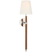 Bryant Wrapped Large Tail Wall Sconce in Polished Nickel and Natural Leather