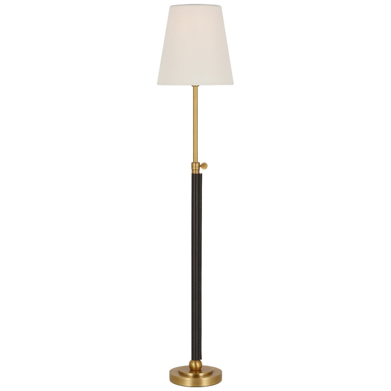 Bryant Wrapped Table Lamp in Hand-Rubbed Antique Brass and Chocolate Leather