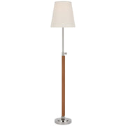 Bryant Wrapped Table Lamp in Polished Nickel and Natural Leather