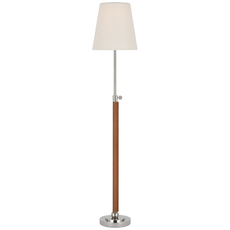 Bryant Wrapped Table Lamp in Polished Nickel and Natural Leather