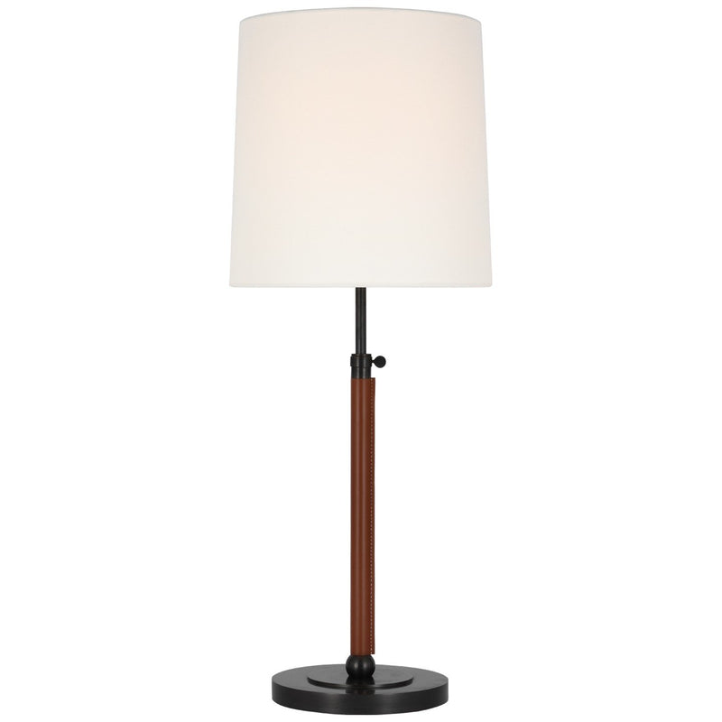 Bryant Wrapped Large Table Lamp in Bronze and Saddle Leather