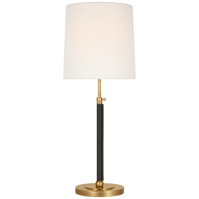 Bryant Wrapped Large Table Lamp in Hand-Rubbed Antique Brass and Chocolate Leather