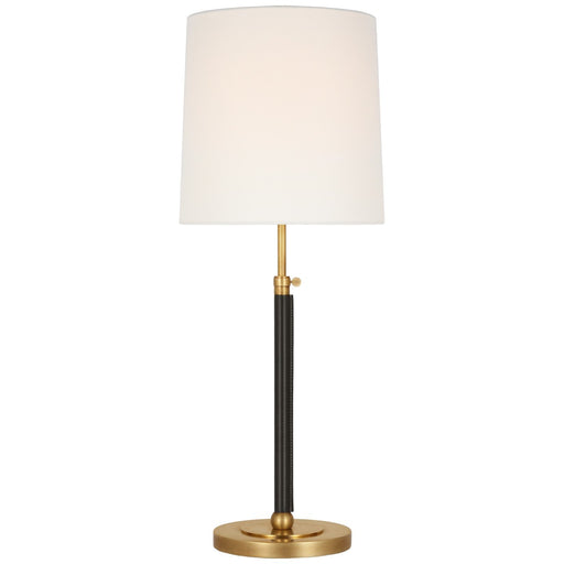 Bryant Wrapped Large Table Lamp in Hand-Rubbed Antique Brass and Chocolate Leather