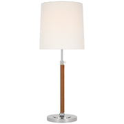 Bryant Wrapped Large Table Lamp in Polished Nickel and Natural Leather