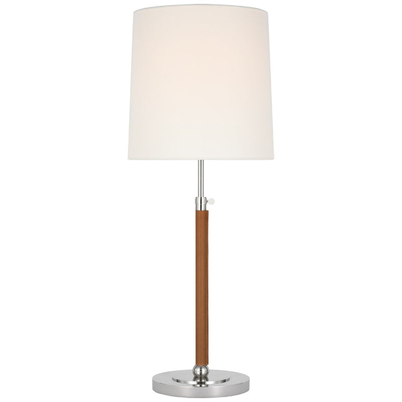 Bryant Wrapped Large Table Lamp in Polished Nickel and Natural Leather