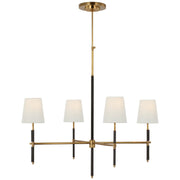 Bryant Wrapped Large 4-Light Chandelier in Hand-Rubbed Antique Brass and Chocolate Leather