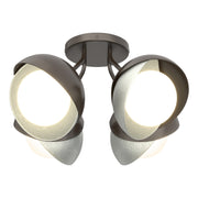 Brooklyn 4-Light Double Shade Semi-Flush in Oil Rubbed Bronze with Vintage Platinum Accent - 121376-SKT-14-82-GG0711 by Hubbardton Forge