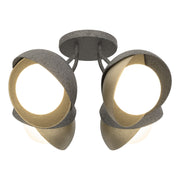 Brooklyn 4-Light Double Shade Semi-Flush in Natural Iron with Soft Gold Accent - 121376-SKT-20-84-GG0711 by Hubbardton Forge