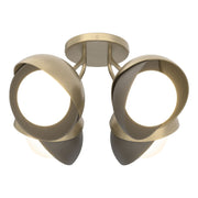 Brooklyn 4-Light Double Shade Semi-Flush in Soft Gold with Dark Smoke Accent - 121376-SKT-84-07-GG0711 by Hubbardton Forge