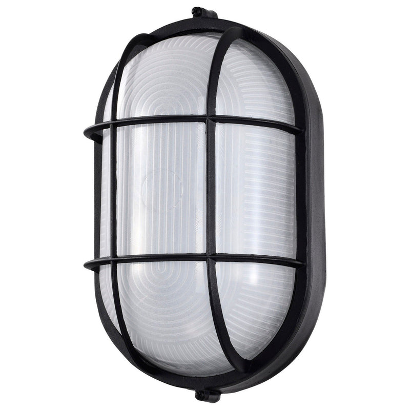 6.5" LED Oval Bulkhead Outdoor Wall Sconce in Black
