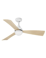 Una 44" Outdoor Smart Ceiling Fan with Light in Matte White / Natural