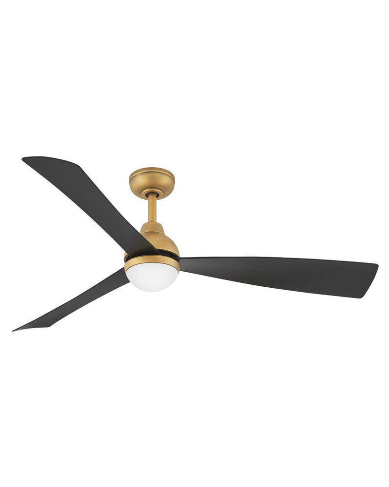Una 56" Outdoor Smart Ceiling Fan with Light in Heritage Brass / Matte Black