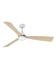 Una 56" Outdoor Smart Ceiling Fan with Light in Matte White / Natural