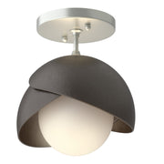 Brooklyn 1-Light Double Shade Semi-Flush in Vintage Platinum with Oil Rubbed Bronze Accent - 121377-SKT-82-14-GG0711 by Hubbardton Forge