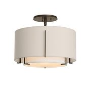 Exos Small Double Shade Semi-Flush in Oil Rubbed Bronze - 126501-SKT-14-SF1099-SE1590 by Hubbardton Forge