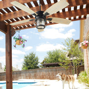 Galveston 52" 5-Blade Ceiling Fan with Light in Textured Black