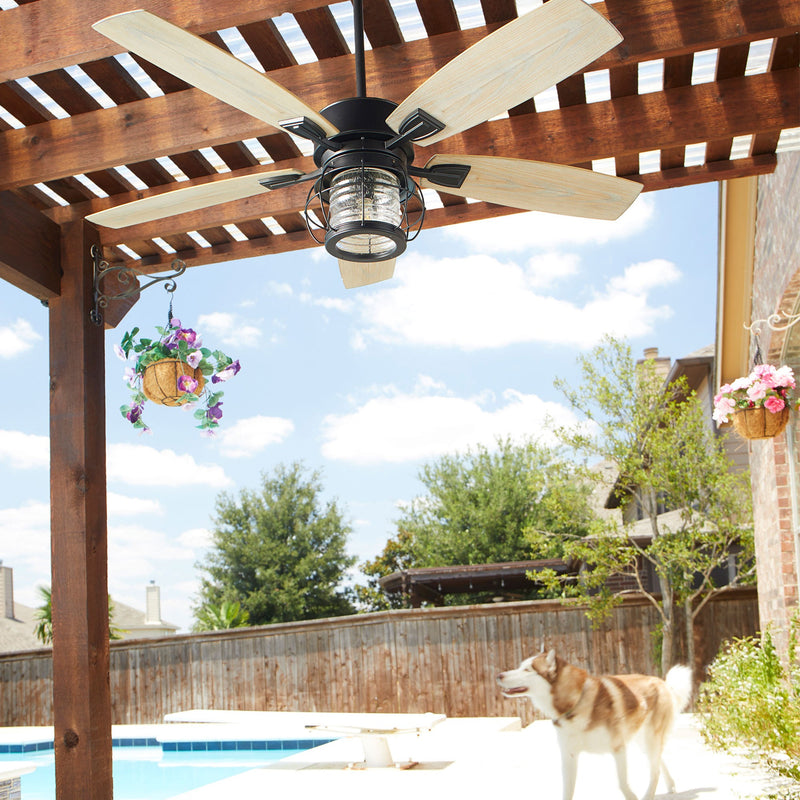 Galveston 52" 5-Blade Ceiling Fan with Light in Textured Black