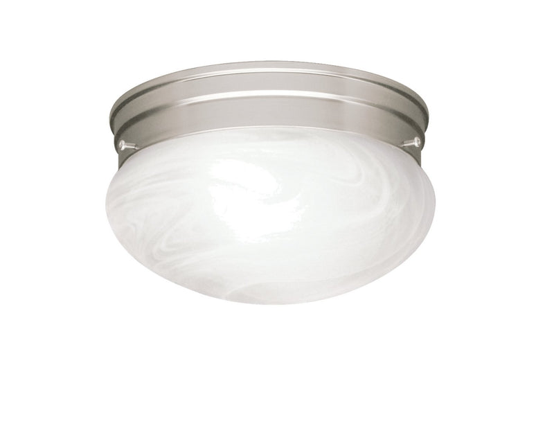 Ceiling Space 2-Light Alabaster Flush Mount in Brushed Nickel