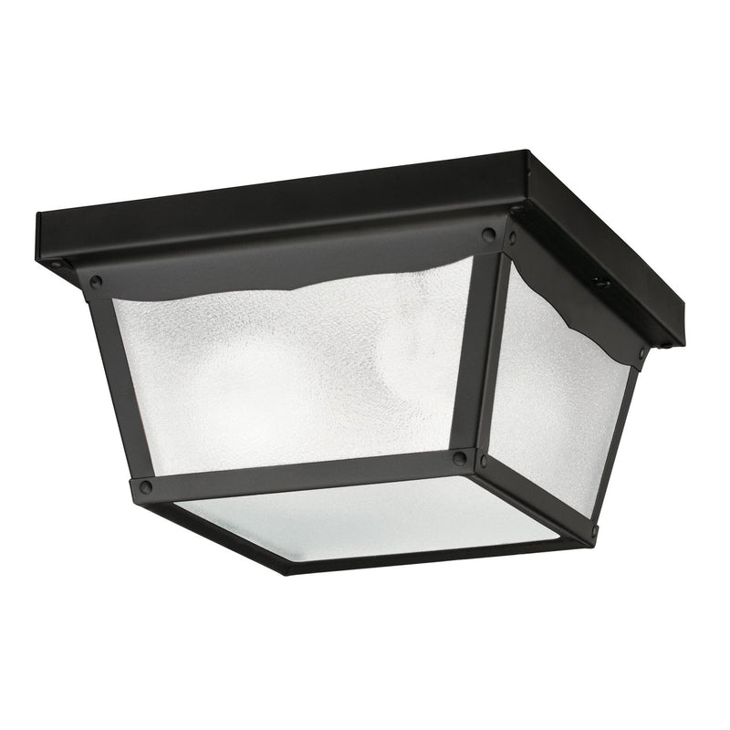 2-Light 9.5" Square Outdoor Flush Mount in Black