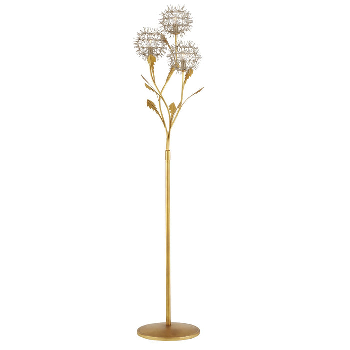Dandelion 3-Light Floor Lamp in Contemporary Silver & Gold Leaf - Lamps Expo