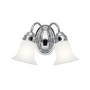2-Light Bath Vanity Light with Opal Glass in Chrome