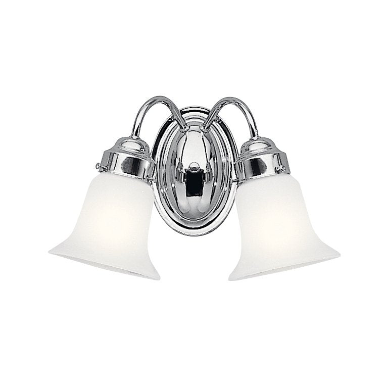 2-Light Bath Vanity Light with Opal Glass in Chrome