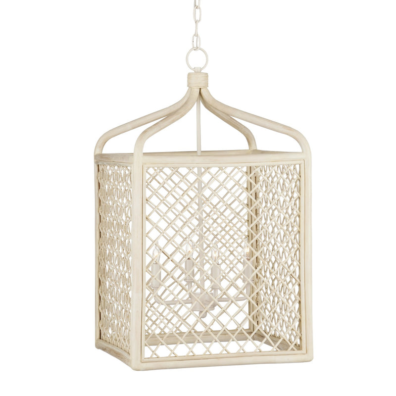 9000-0994 - Wanstead 4-Light Lantern in Bleached Natural & Antique Pearl by Currey and Company