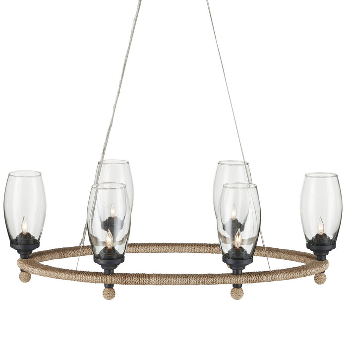 Hightider 6-Light Chandelier in Natural & Clear & French Black - Lamps Expo
