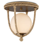 Passageway 1-Light Flush Mount in Natural, Dorado Gold & Frosted White - Lamps Expo
