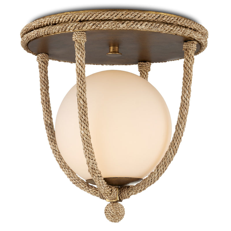 Passageway 1-Light Flush Mount in Natural, Dorado Gold & Frosted White - Lamps Expo