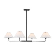 Pleated Shade 41" 4-Light Linear Chandelier in Matte Black