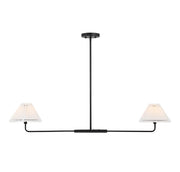 Pleated Shade 44" 2-Light Linear Chandelier in Matte Black