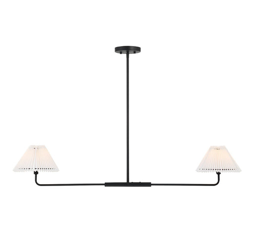 Pleated Shade 44" 2-Light Linear Chandelier in Matte Black