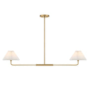 Pleated Shade 44" 2-Light Linear Chandelier in Natural Brass