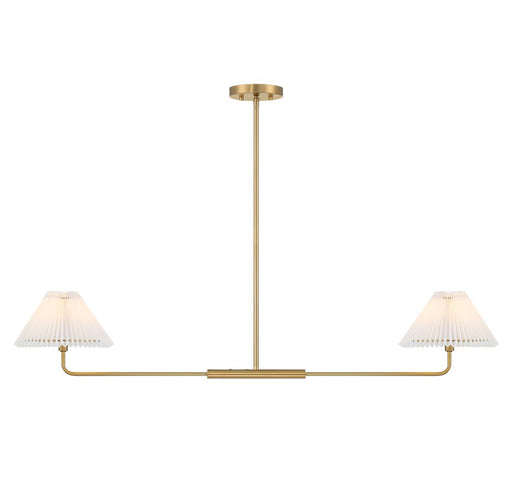 Pleated Shade 44" 2-Light Linear Chandelier in Natural Brass