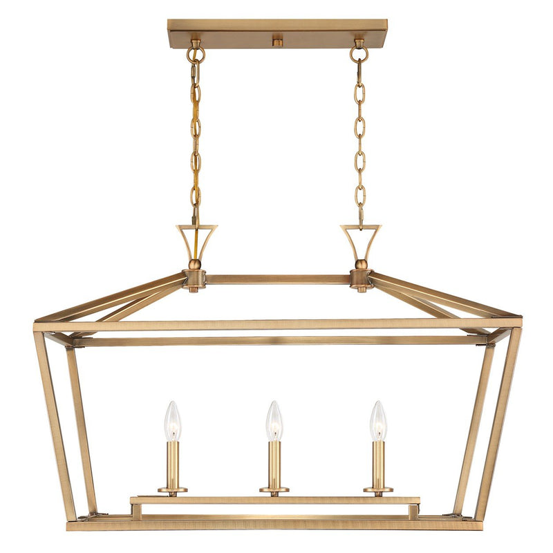 Townsend 3-Light Linear Pendant in Warm Brass